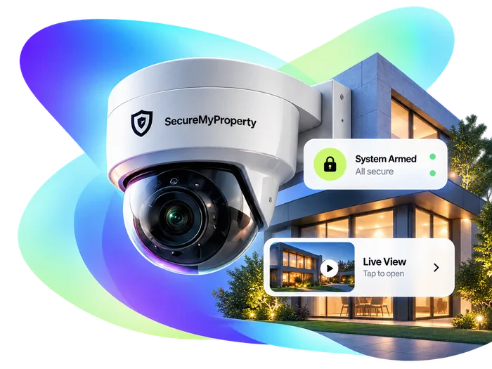 Dome CCTV camera on a modern home
